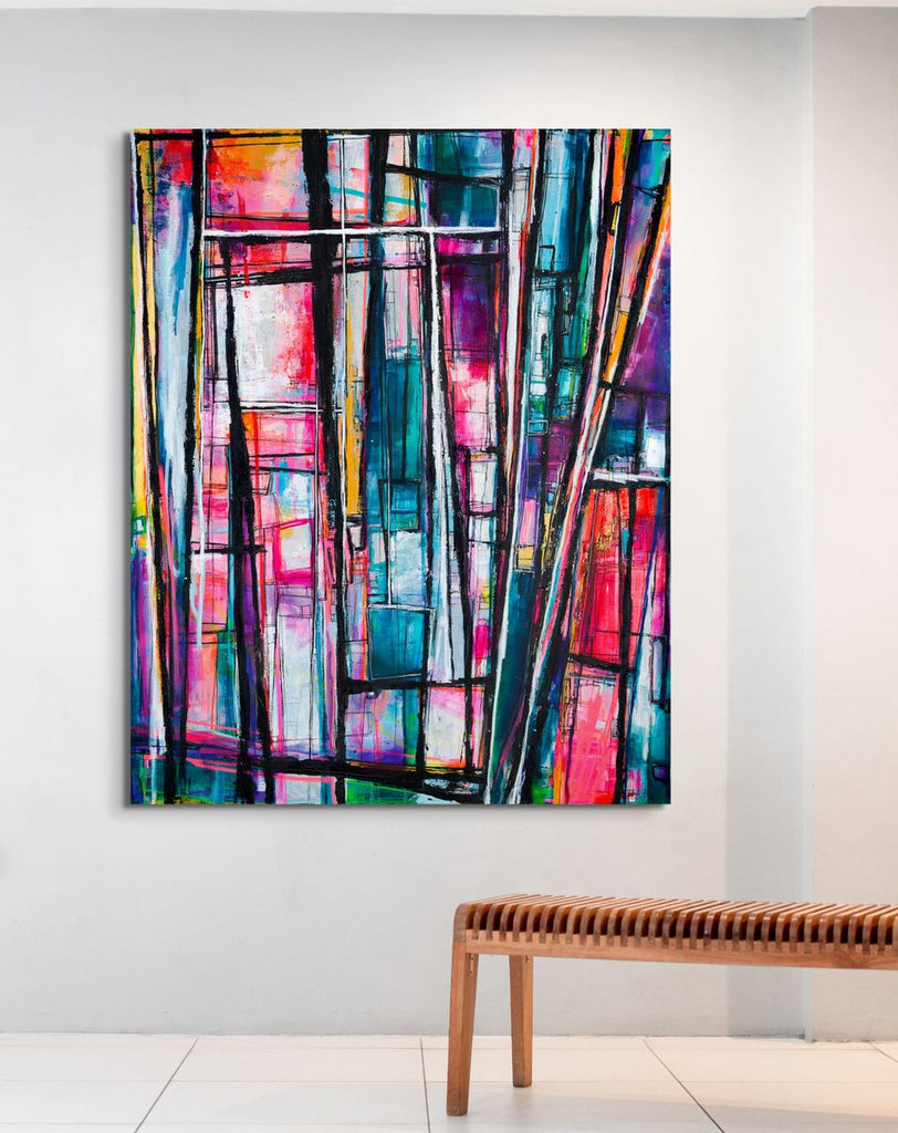 Abstract expressionist painting, Advice to Millionaires, by Vancouver abstract artist Beth W. Stewart